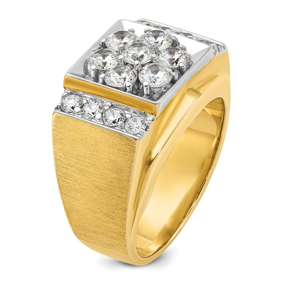 14K Bicolor-Gold Herren-Ring mit polierter und mattierter Oberfläche, 2 ct. Diamant, komplett besetzt
