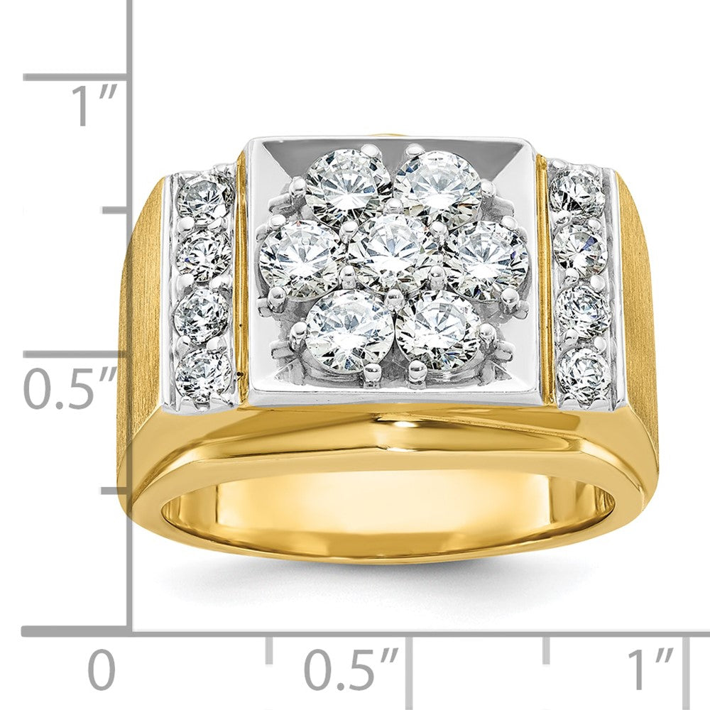 14K Bicolor-Gold Herren-Ring mit polierter und mattierter Oberfläche, 2 ct. Diamant, komplett besetzt