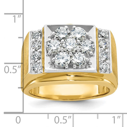 14K Bicolor-Gold Herren-Ring mit polierter und mattierter Oberfläche, 2 ct. Diamant, komplett besetzt