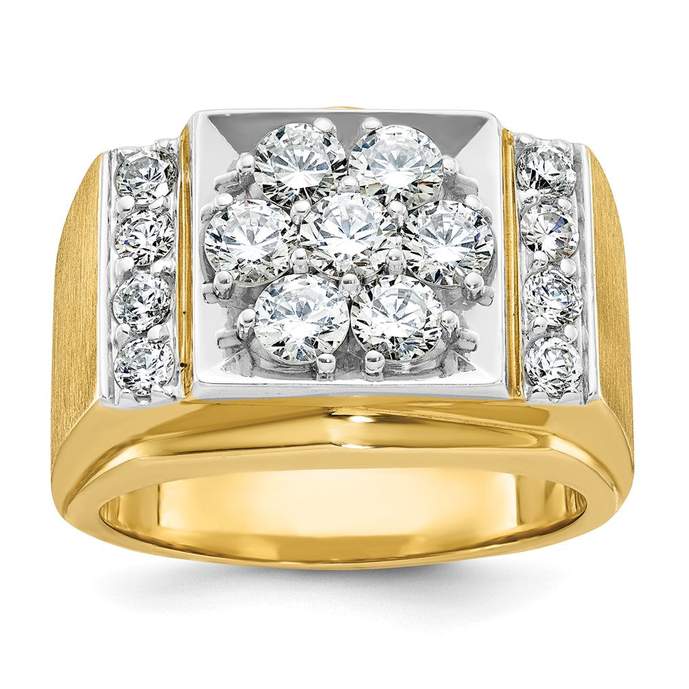 14K Bicolor-Gold Herren-Ring mit polierter und mattierter Oberfläche, 2 ct. Diamant, komplett besetzt