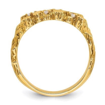 14K Gelbgold Herren-Ring mit 0,33K Diamant-Nugget, komplett