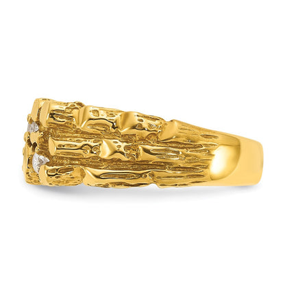 14K Gelbgold Herren-Ring mit 0,33K Diamant-Nugget, komplett