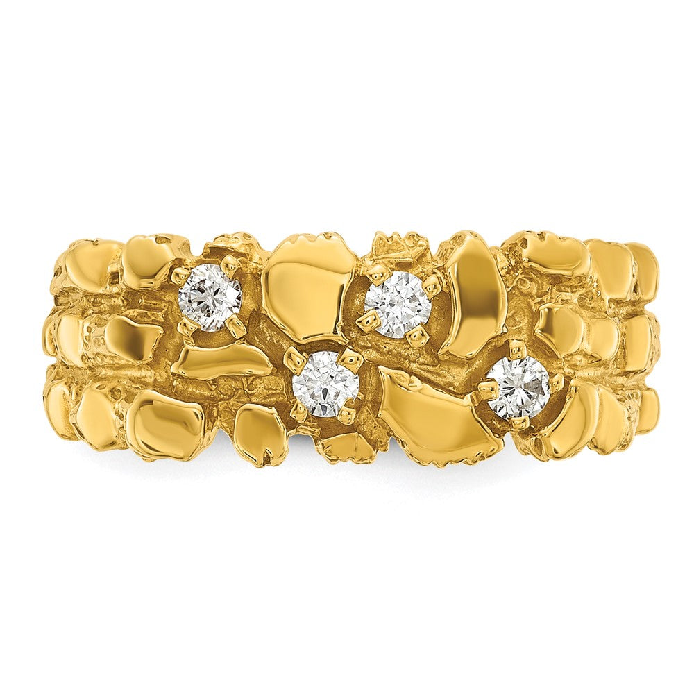 14K Gelbgold Herren-Ring mit 0,33K Diamant-Nugget, komplett