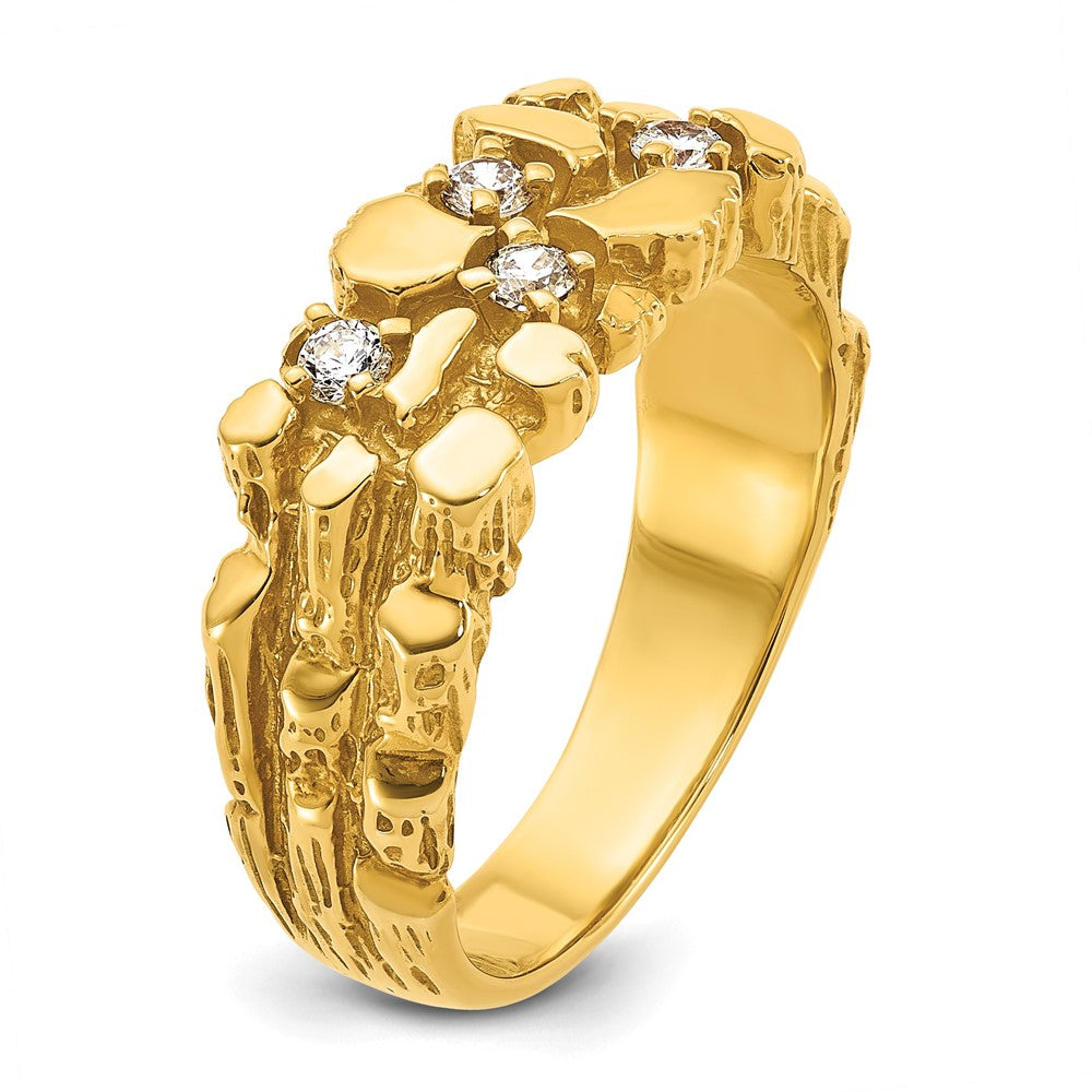 14K Gelbgold Herren-Ring mit 0,33K Diamant-Nugget, komplett