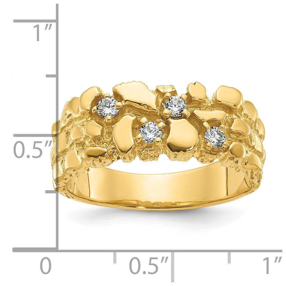 14K Gelbgold Herren-Ring mit 0,33K Diamant-Nugget, komplett