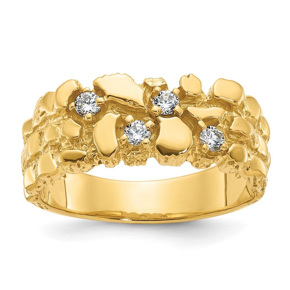 14K Gelbgold Herren-Ring mit 0,33K Diamant-Nugget, komplett