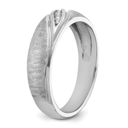 14K Weißgold Herren Ring, poliert und satiniert, mit 0,067 Karat Diamant komplett besetzt