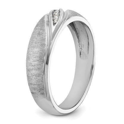 14K Weißgold Herren Ring, poliert und satiniert, mit 0,067 Karat Diamant komplett besetzt