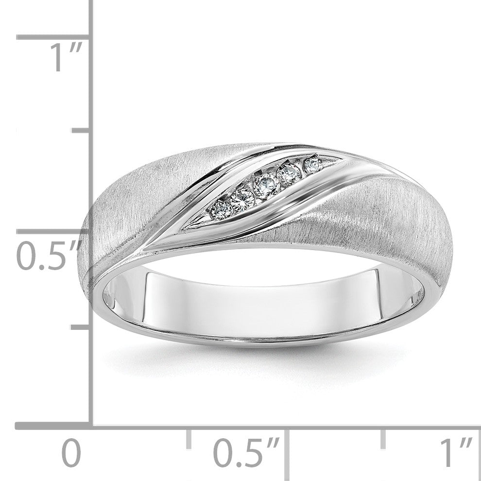 14K Weißgold Herren Ring, poliert und satiniert, mit 0,067 Karat Diamant komplett besetzt