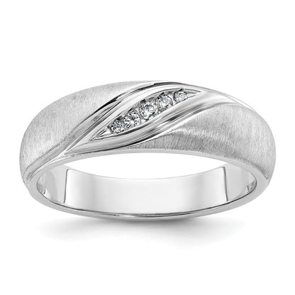 14K Weißgold Herren Ring, poliert und satiniert, mit 0,067 Karat Diamant komplett besetzt
