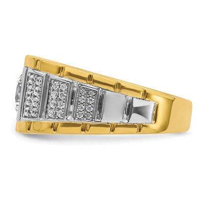 14K Bicolor Herrenring mit 1,625 ct. Labordiamant VS/SI+ G+, poliert und satiniert