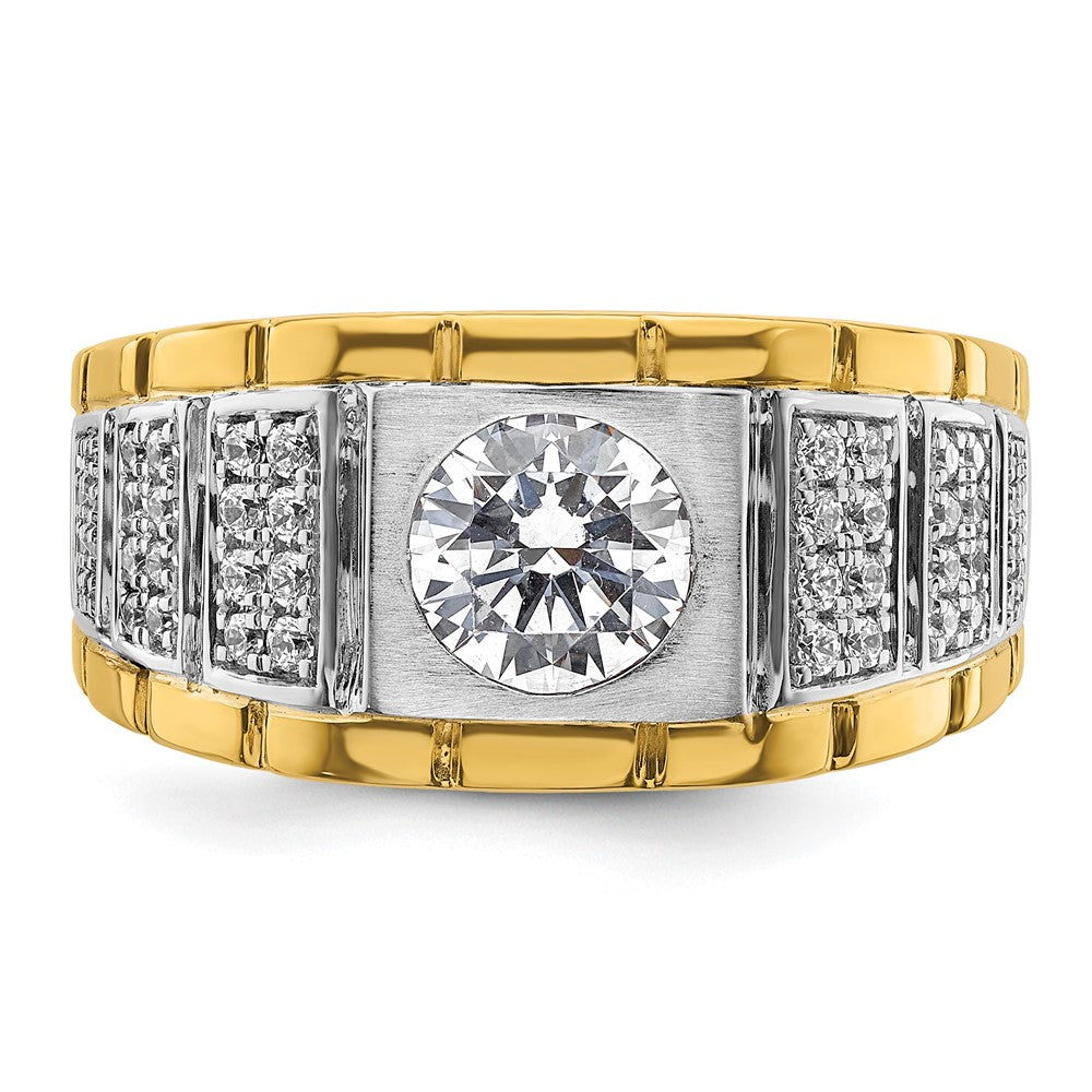 14K Bicolor Herrenring mit 1,625 ct. Labordiamant VS/SI+ G+, poliert und satiniert