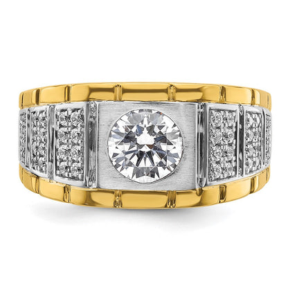 14K Bicolor Herrenring mit 1,625 ct. Labordiamant VS/SI+ G+, poliert und satiniert