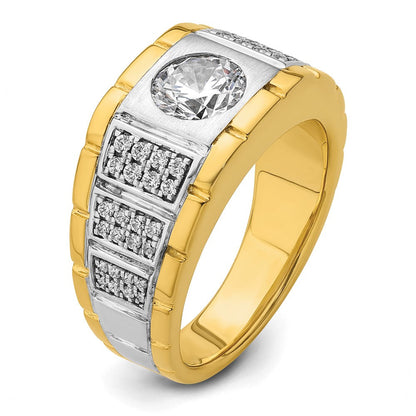 14K Bicolor Herrenring mit 1,625 ct. Labordiamant VS/SI+ G+, poliert und satiniert