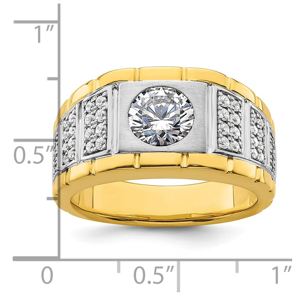 14K Bicolor Herrenring mit 1,625 ct. Labordiamant VS/SI+ G+, poliert und satiniert