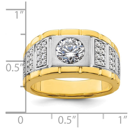 14K Bicolor Herrenring mit 1,625 ct. Labordiamant VS/SI+ G+, poliert und satiniert