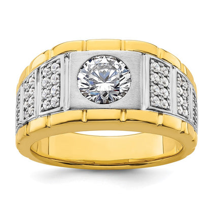 14K Bicolor Herrenring mit 1,625 ct. Labordiamant VS/SI+ G+, poliert und satiniert