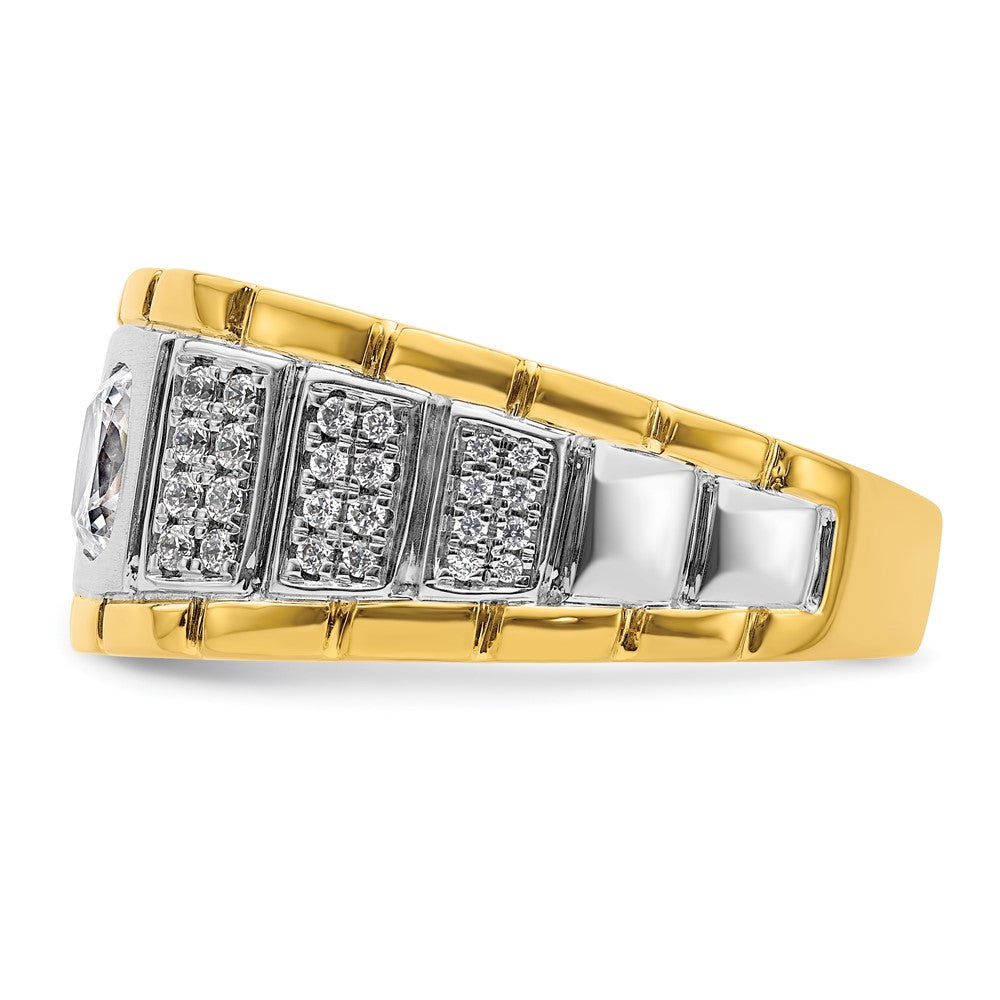 14K Bicolor Herrenring mit 1,375 ct. laborgezüchtetem Diamant, VS/SI+ G+, poliert