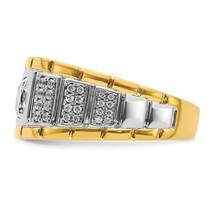 14K Bicolor Herrenring mit 1,375 ct. laborgezüchtetem Diamant, VS/SI+ G+, poliert