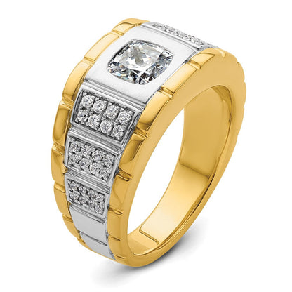14K Bicolor Herrenring mit 1,375 ct. laborgezüchtetem Diamant, VS/SI+ G+, poliert