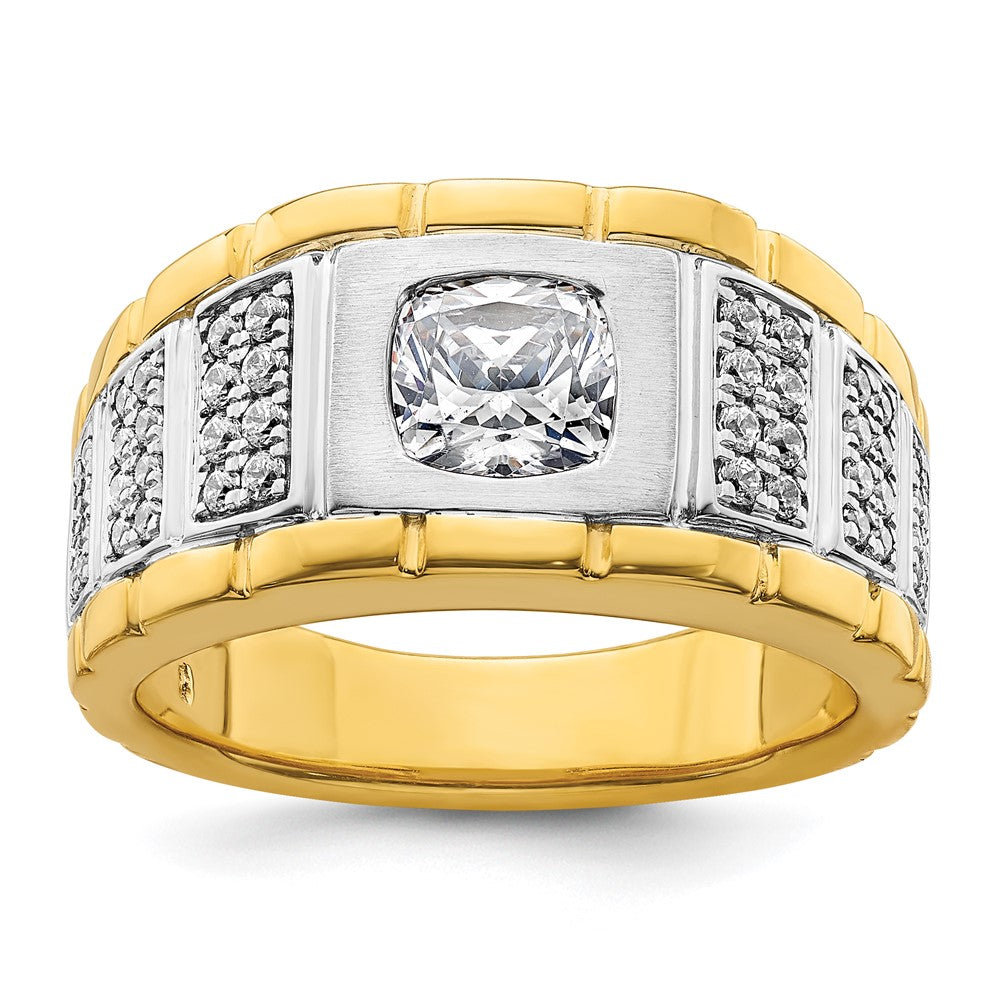 14K Bicolor Herrenring mit 1,375 ct. laborgezüchtetem Diamant, VS/SI+ G+, poliert