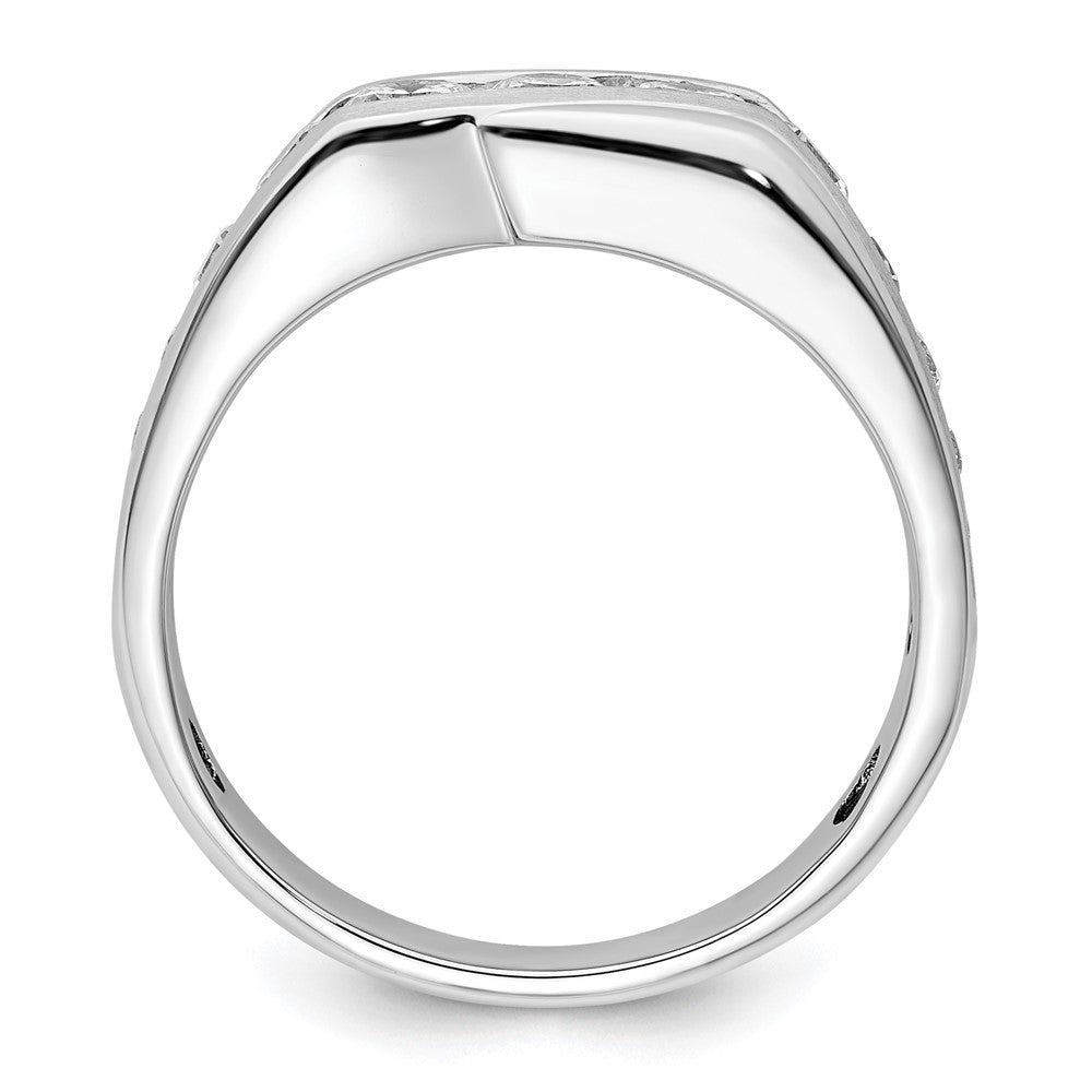 14K Weißgold Herrenring mit 1 0,38 ct. im Labor gezüchteten Diamanten VS/SI+ G+, satiniert