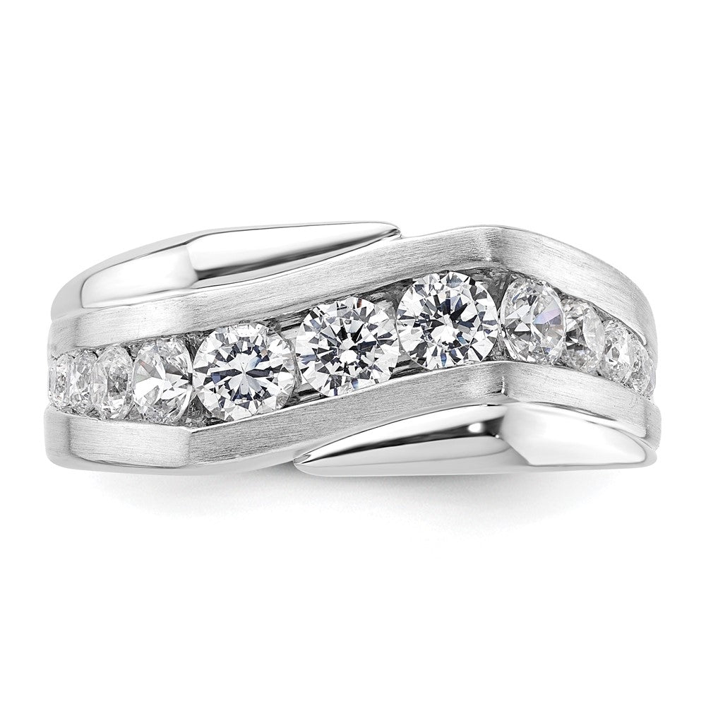 14K Weißgold Herrenring mit 1 0,38 ct. im Labor gezüchteten Diamanten VS/SI+ G+, satiniert