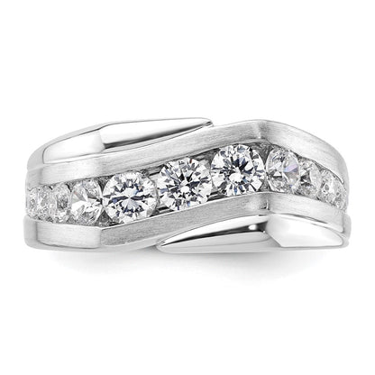 14K Weißgold Herrenring mit 1 0,38 ct. im Labor gezüchteten Diamanten VS/SI+ G+, satiniert