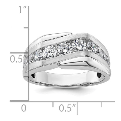 14K Weißgold Herrenring mit 1 0,38 ct. im Labor gezüchteten Diamanten VS/SI+ G+, satiniert
