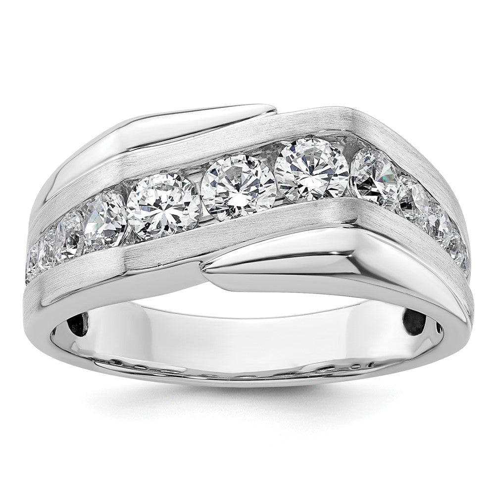 14K Weißgold Herrenring mit 1 0,38 ct. im Labor gezüchteten Diamanten VS/SI+ G+, satiniert