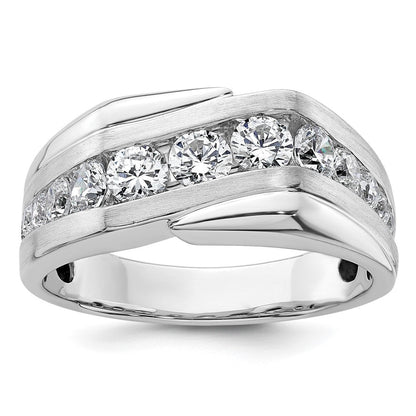 14K Weißgold Herrenring mit 1 0,38 ct. im Labor gezüchteten Diamanten VS/SI+ G+, satiniert