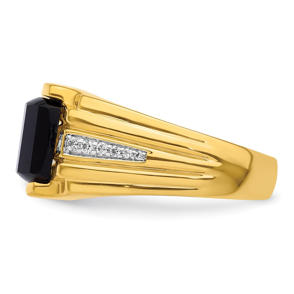 10K Gelbgold 1/8 Ct. Im Labor Gezüchtet Diamant Vs/si+ G+ und Onyx Herren Ring