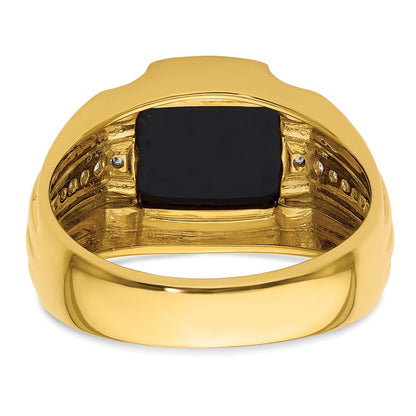 10K Gelbgold 1/8 Ct. Im Labor Gezüchtet Diamant Vs/si+ G+ und Onyx Herren Ring