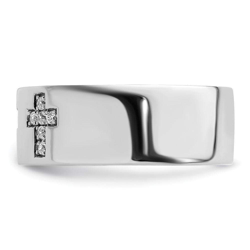 14K Weißgold Herrenring mit 0,2 ct. Labor-gezüchteten Diamanten VS/SI+ G+ Kreuz