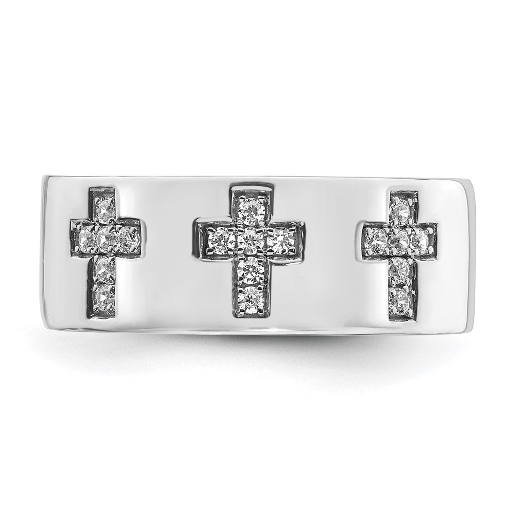 14K Weißgold Herrenring mit 0,2 ct. Labor-gezüchteten Diamanten VS/SI+ G+ Kreuz
