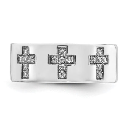 14K Weißgold Herrenring mit 0,2 ct. Labor-gezüchteten Diamanten VS/SI+ G+ Kreuz