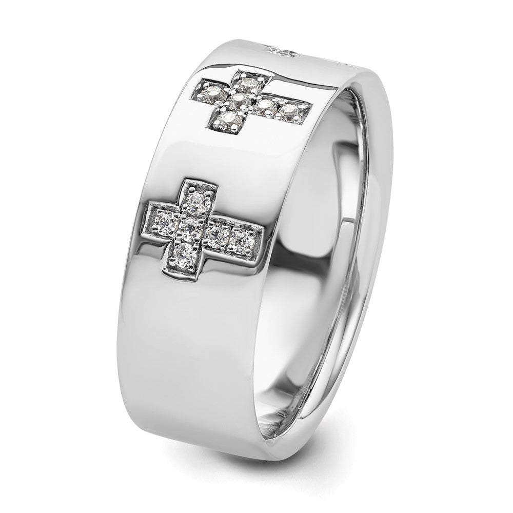 14K Weißgold Herrenring mit 0,2 ct. Labor-gezüchteten Diamanten VS/SI+ G+ Kreuz