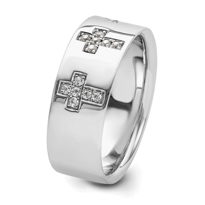 14K Weißgold Herrenring mit 0,2 ct. Labor-gezüchteten Diamanten VS/SI+ G+ Kreuz