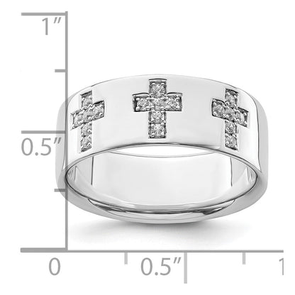 14K Weißgold Herrenring mit 0,2 ct. Labor-gezüchteten Diamanten VS/SI+ G+ Kreuz