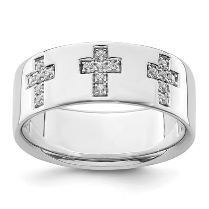 14K Weißgold Herrenring mit 0,2 ct. Labor-gezüchteten Diamanten VS/SI+ G+ Kreuz