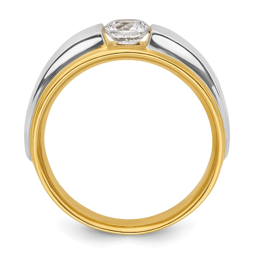 14K Bicolor Herrenring mit 0,75 ct. im Labor gezüchteten Diamanten, VS/SI+ G+, satiniert