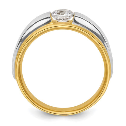 14K Bicolor Herrenring mit 0,75 ct. im Labor gezüchteten Diamanten, VS/SI+ G+, satiniert