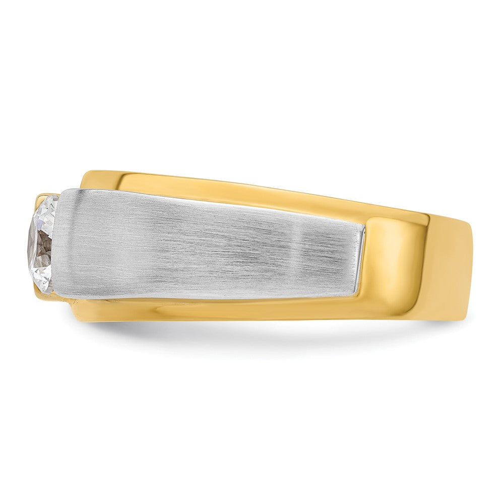 14K Bicolor Herrenring mit 0,75 ct. im Labor gezüchteten Diamanten, VS/SI+ G+, satiniert