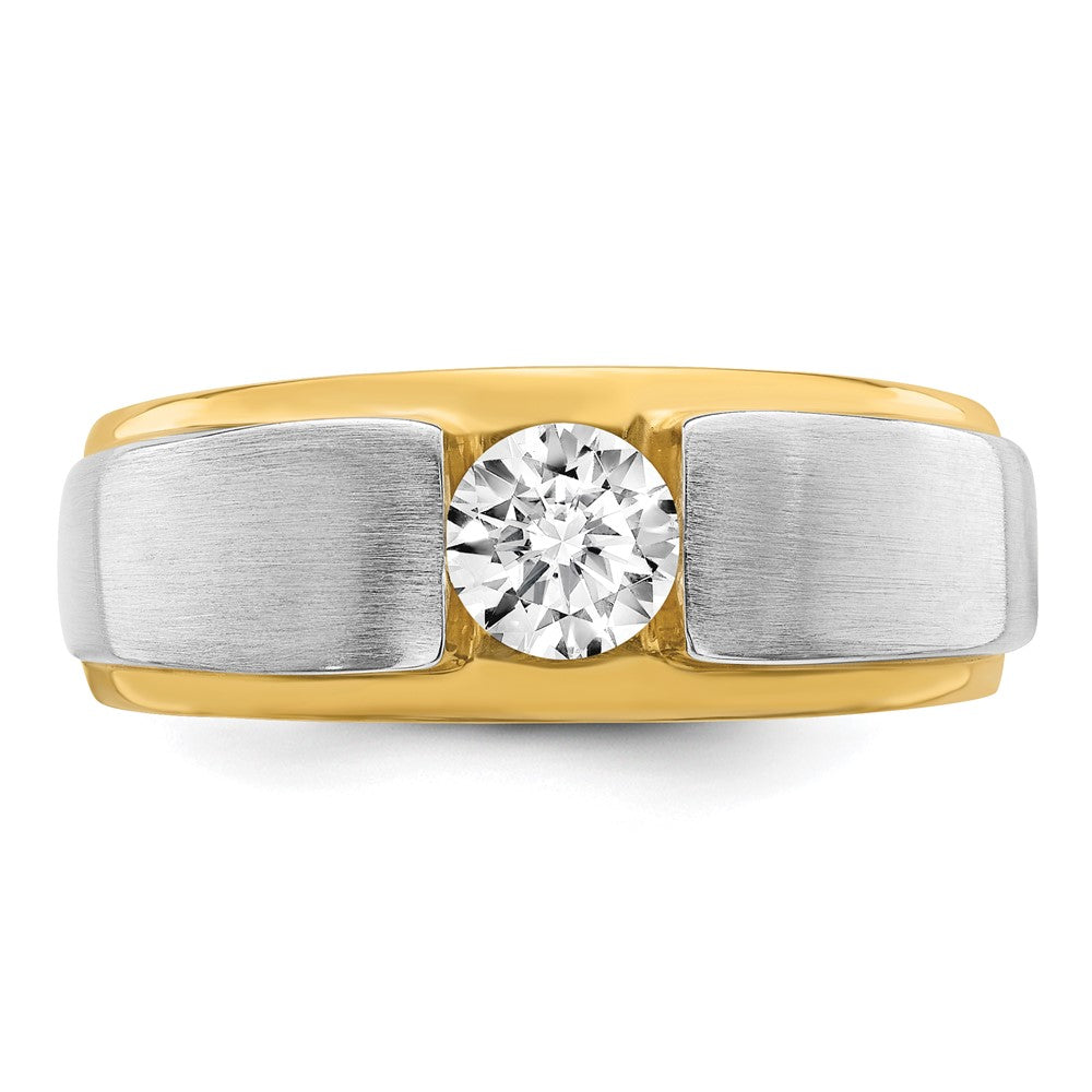 14K Bicolor Herrenring mit 0,75 ct. im Labor gezüchteten Diamanten, VS/SI+ G+, satiniert