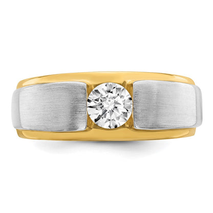 14K Bicolor Herrenring mit 0,75 ct. im Labor gezüchteten Diamanten, VS/SI+ G+, satiniert