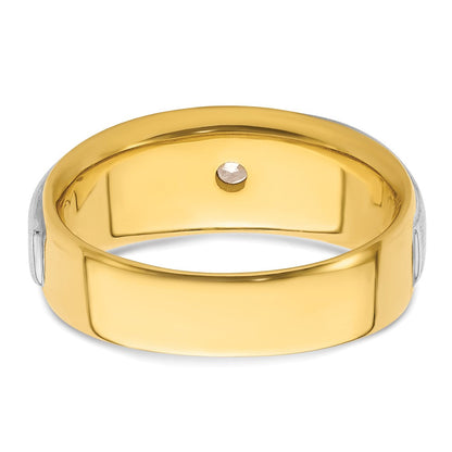 14K Bicolor Herrenring mit 0,75 ct. im Labor gezüchteten Diamanten, VS/SI+ G+, satiniert