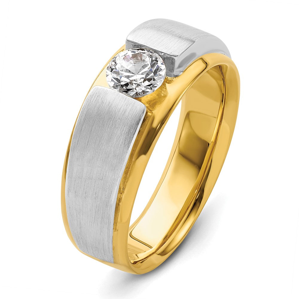 14K Bicolor Herrenring mit 0,75 ct. im Labor gezüchteten Diamanten, VS/SI+ G+, satiniert