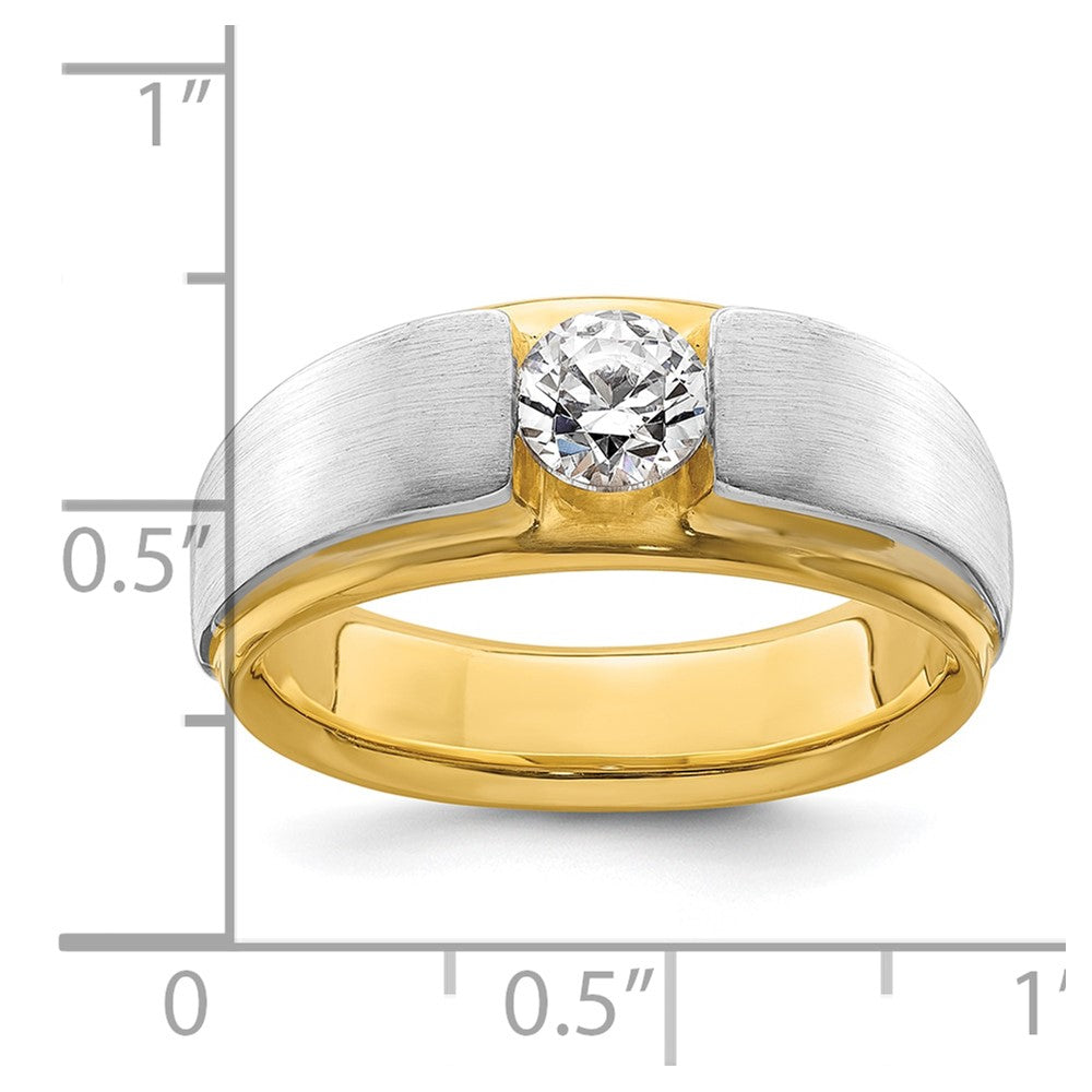 14K Bicolor Herrenring mit 0,75 ct. im Labor gezüchteten Diamanten, VS/SI+ G+, satiniert
