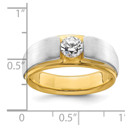 14K Bicolor Herrenring mit 0,75 ct. im Labor gezüchteten Diamanten, VS/SI+ G+, satiniert