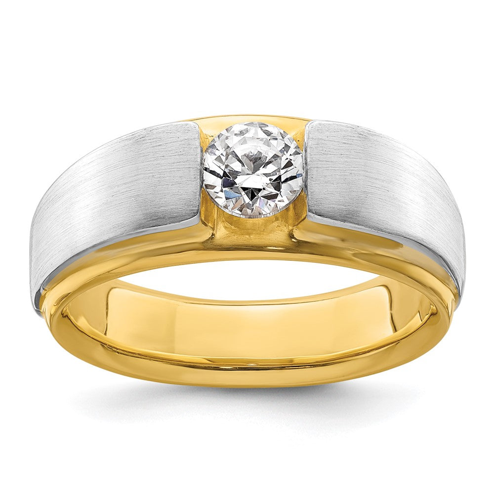 14K Bicolor Herrenring mit 0,75 ct. im Labor gezüchteten Diamanten, VS/SI+ G+, satiniert